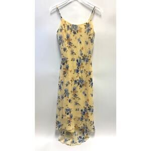 VTG Y2K 90s Byer Too! Fairy Midi Dress Yellow Floral Whimsical Sz 11